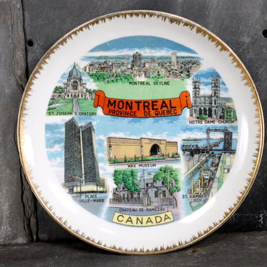 Vintage Montreal Souvenir Dish by Giftcraft - Montreal Quebec Souvenir Plate - Canada Souvenir Travel Plate - Circa 1950s | Free Shipping 