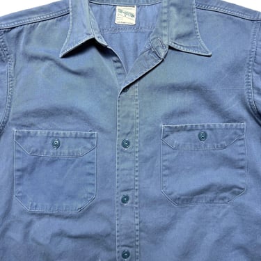 Vintage 1940s JC Penney SANFORIZED Cotton Twill Work Shirt ~ M ~ 40s Work Wear ~ Gussets ~ 