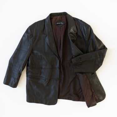 Vintage Dark Brown Leather Blazer