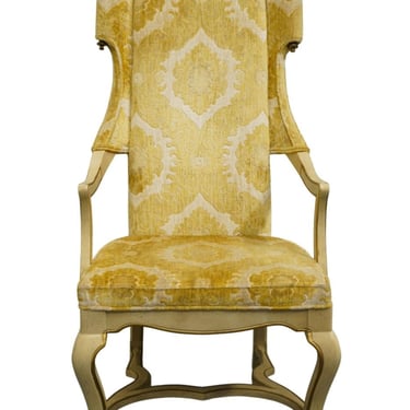 DREXEL FURNITURE Cream / Off White Painted French Provincial Style Upholstered Accent Arm Chair 