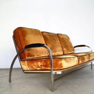 1940’s Stainless Steel Velvet Sofa 