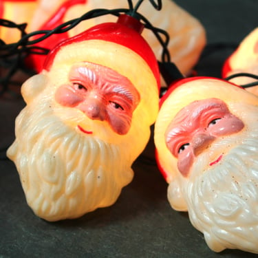 Santa String Lights for Your Christmas Tree | Circa 1980s | Light Up Santa | 10 Santa lights 