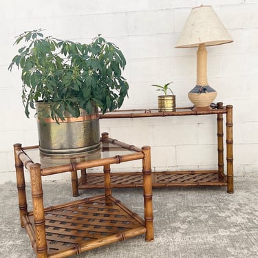 Faux Bamboo & Smoked Glass Coffee Table