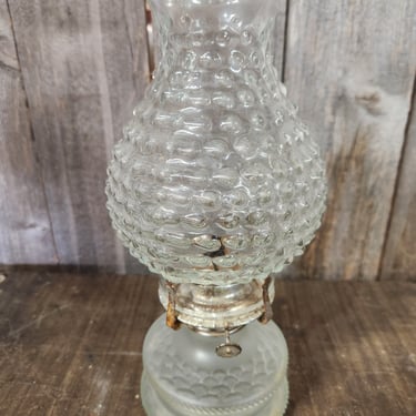 Vintage Oil Lamp with Hobnail Shade 4.25" x 11"