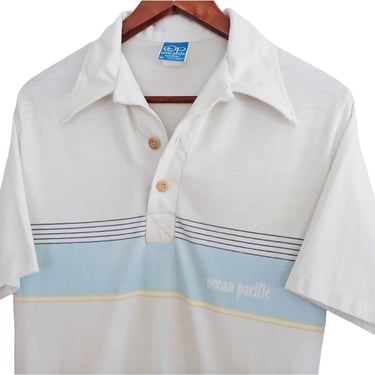 Ocean Pacific shirt / striped polo shirt /  1980s striped Ocean Pacific OP polo shirt Small 