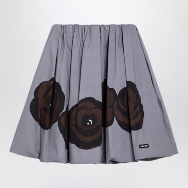 Miu Miu Grey Printed Poplin And Jersey Skirt Women