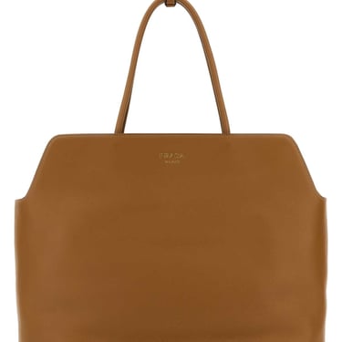 Prada Women Caramel Leather Shopping Bag