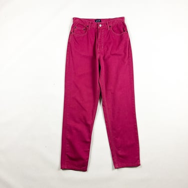 1980s Gap Vintage Jeans / Magenta / White Contrast Stitching / Straight Leg / High Waist / Rare / Vintage Gap / Size 10 / 28 Waist / USA / 