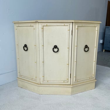 Vintage Entry Cabinet - Faux Bamboo Hollywood Regency Coastal Accent Furniture 