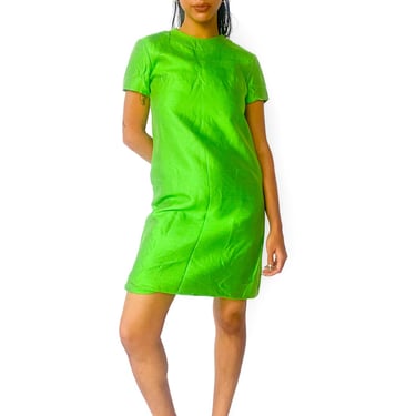 1960s Vibrant Green Silk Shift Dress, sz. S/M