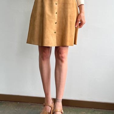 Camel Suede Snap Skirt (S)