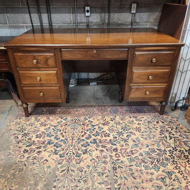 Large Vintage Oak 6 Drawer Desk 59.75 x 30 x 33.75