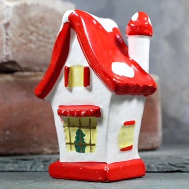 Adorable Christmas Cottage Ceramic Salt Shaker | Vintage Christmas Salt Shaker | Vintage Christmas Cottage | Bixley Shop 