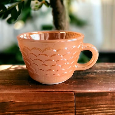 Vintage Anchor Hocking Fire King Peach Lustre Fish Scale Demitasse Cup 