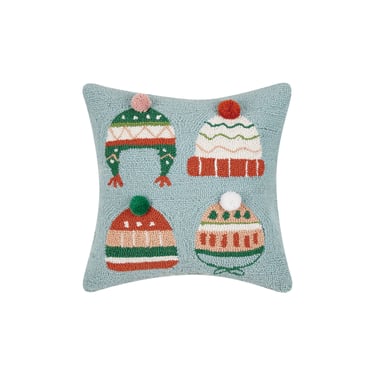Winter Hats with Pom Poms Hook Pillow