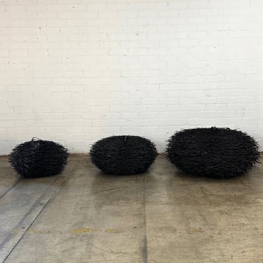 Contemporary Black Rattan Pendant- S,M, L 