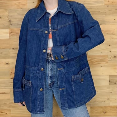 1960's Vintage Blue Jean Denim Chore Coat Jacket 