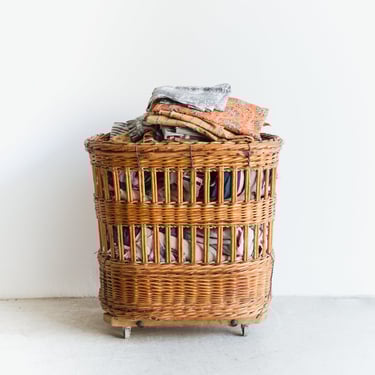 Vintage Boulangerie Basket with Wheels