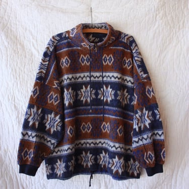 90s Express French Country Southwestern Oversized Fleece Pullover Size L 