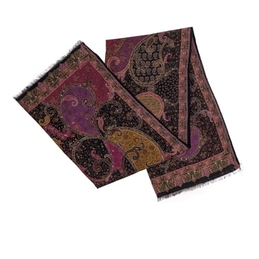 Etro - Magenta, Purple, Black, & Tan Paisley Print Silk Scarf