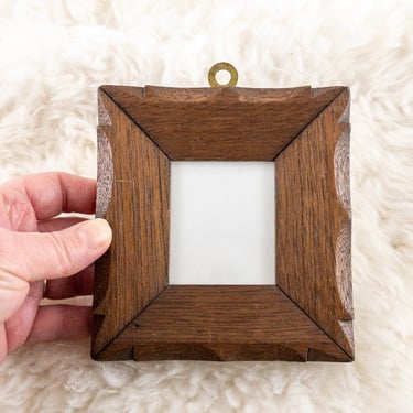 Small Almost Square Mahogany Wood Vintage Photo Art Frame, Medium-Dark Brown Wide Wood Picture Frame, Small Wall Gallery Hanging Frame 