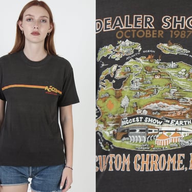 Vintage 1987 Custom Chrome Motorcycle T Shirt, Dealer Show 2 Sided Biker Spark Plug Tee M 