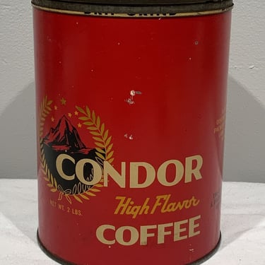 Condor Coffee Tin Litho Label The Great Atlantic & Pacific Tea Co. New York, Vintage collectible tins, coffee can, vintage kitchen decor 
