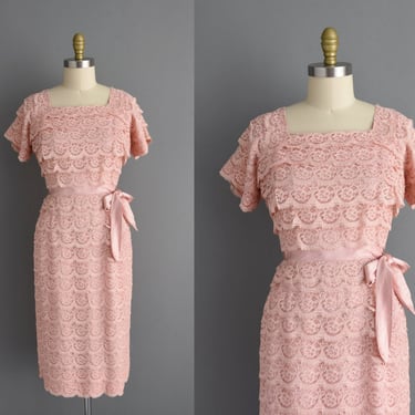 1950s vintage dress | Gorgeous Tier Lace Pink Cupcake Bridesmaid Wedding Dress | XL | 50s dress 
