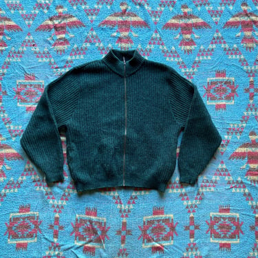 1990s LL Bean Zip Up Alpaca Sweater Made in USA 