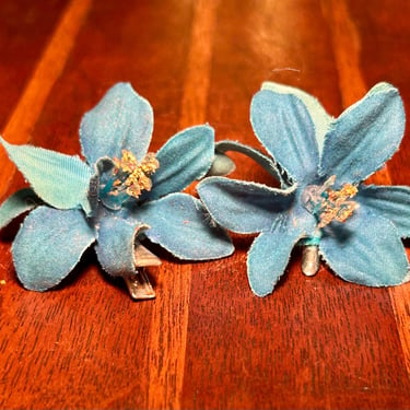 Vintage Flower Hair Clip Floral Blue Realistic Flowers Retro Hair Accessories 