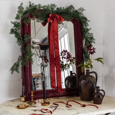 turn of the century French Louis Philippe mirror, red finish