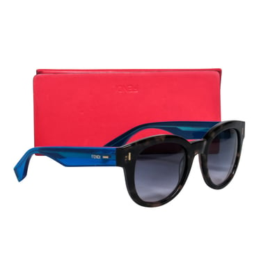 Fendi - Brown Tortoise Frames w/Iridescent Blue Leg Sunglasses