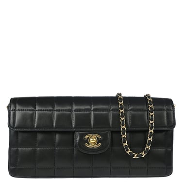 Chanel Black Lambskin East West Choco Bar Shoulder Bag