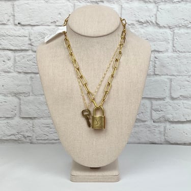 Canela Vintage Louis Vuitton Lock &amp; Key Double Necklace #321