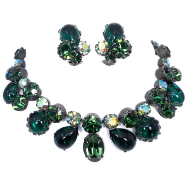 Regency Green Necklace and Earrings Set