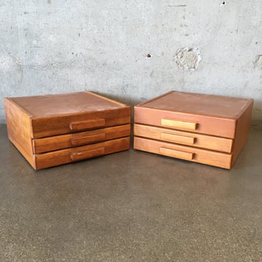 Mid Century Modern Stacking Drawer Boxes (Set of 2)