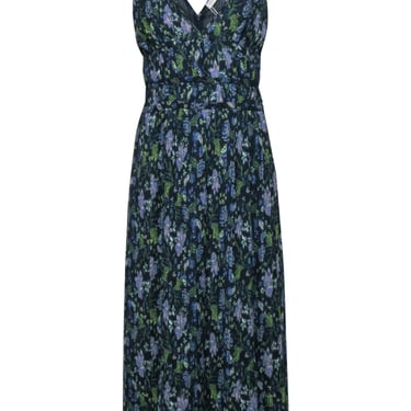 Ramy Brook - Navy, Purple, &amp; Green Floral Print Sleeveless Dress Sz S