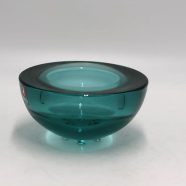 vintage Iittala Teal Glass Votive made in Finland 