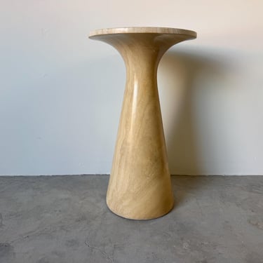 Vintage Organic Modern Minimalist Italian Travertine Pedestal Side Table 