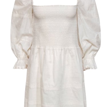 Reformation - Cream Puff Sleeve Fit & Flare Dress w/ Lace Trim Sz 8