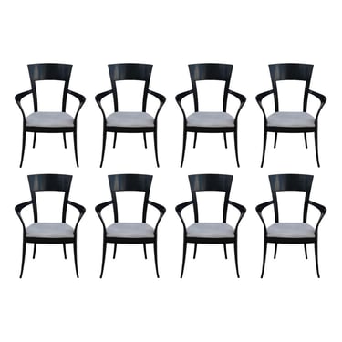 Sculptural Klismos Style Dining Chairs by Pietro Costantini, Made in Italy, a Set of 8 