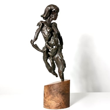 Vintage Original Signed Abstract Brutalist Bronze Nude Female Torso Sculpture Mid Century Modern 1970s 