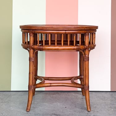 Handsome Round Rattan Side Table
