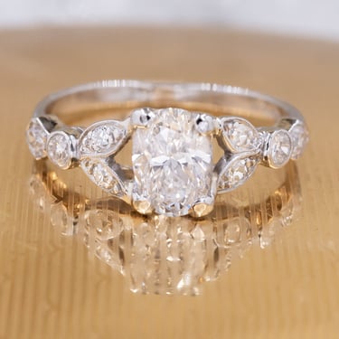 Art Deco Colorless Oval Diamond Ring