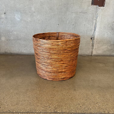 Vintage Split Reed Blanket Basket