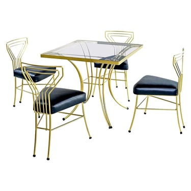 Restored Indoor or Outdoor Gold and Black Art Deco Salterini Dinette Dining Set 