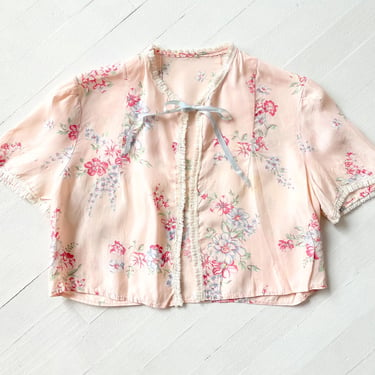 1940s Pink Floral Print Bed Jacket 