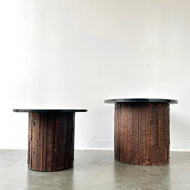 Lane Furniture Brutalist Style Round End Tables 