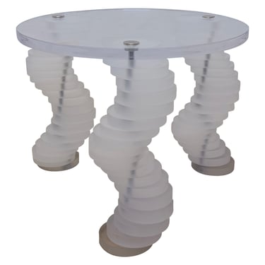 Mid-Century Sculptural Lucite Side Table with Spiral Lucite Legs, 1970s