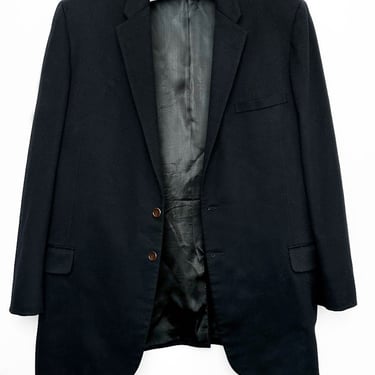 1950's Men's Black Cashmere Wool Blazer Suit Jacket, Vintage Mid Century Clothing Classic Sport Coat 